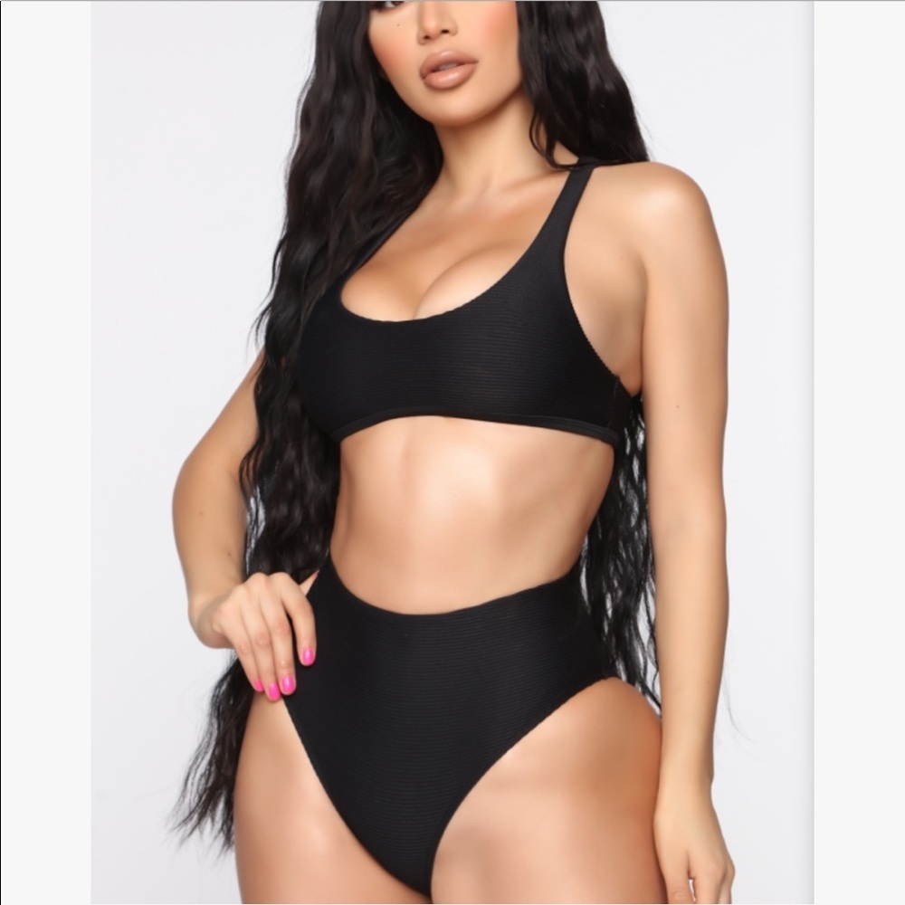 2 piece black high waisted bikini bathing suit